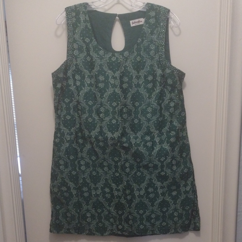 Fabindia Forest Green Patterned Dress (J503)